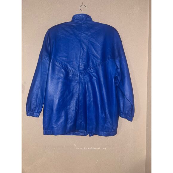 Dero by Rocco Amelio Y2K Biker Rocker Vintage Blue Leather  Jacket - Picture 5 of 9
